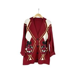 Mo & Co Mickey Mouse Varsity Heavyweight Cardigan Sweater Size XL?